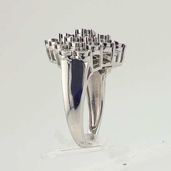 Beautiful 1/2 Carat Natural Diamond Cluster Ring in Sterling Silver - Picture 8 of 16